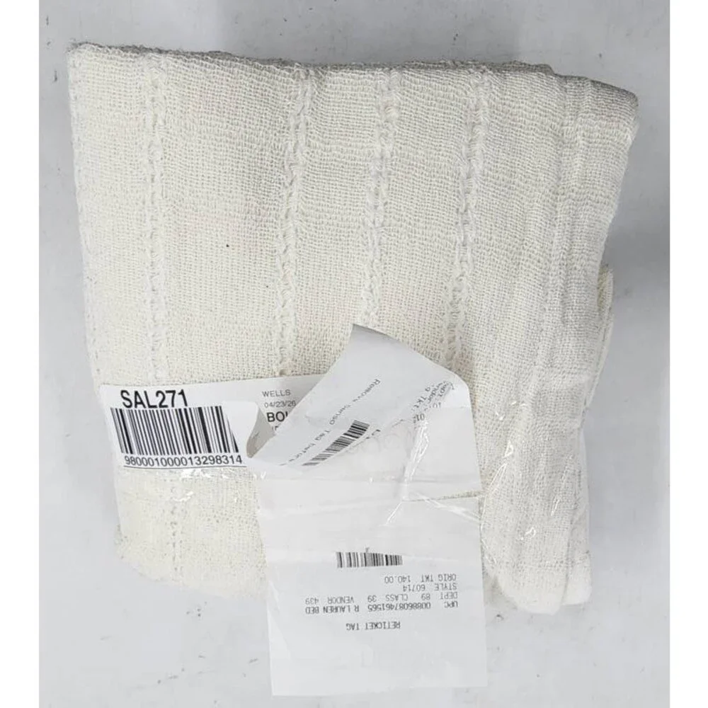 Lauren Ralph Lauren Wells Sham European Cream Hidden Zip Closure Bottom Back